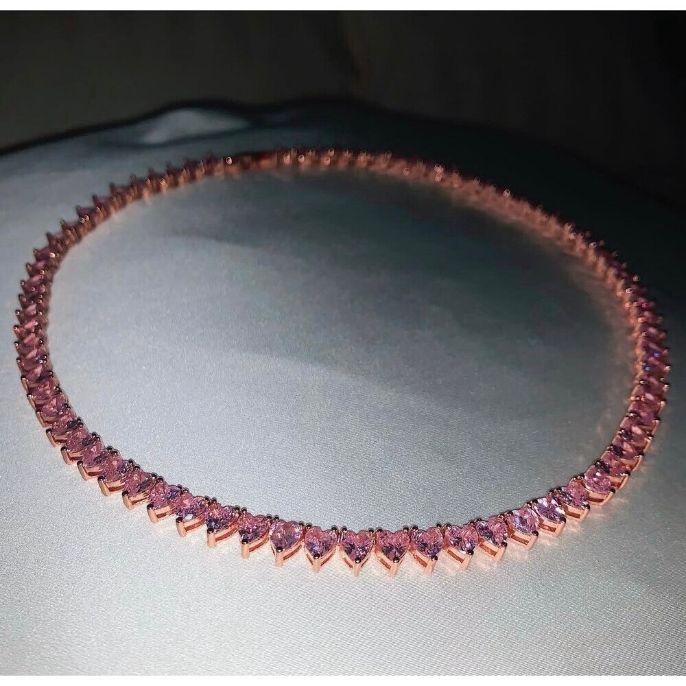 Pink tennis heart Necklace